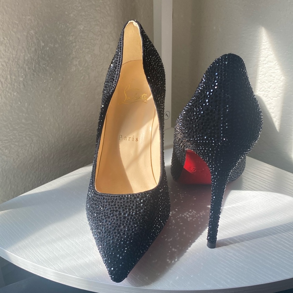 🌟PRICE DROP🌟 Christian Louboutin Black Kate Strass Heels 85mm size 37.